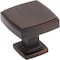 Jeffrey Alexander 1-1/4" Overall Length Brushed Oil Rubbed Bronze Square Renzo Cabinet Knob 141DBAC - alternate 1
